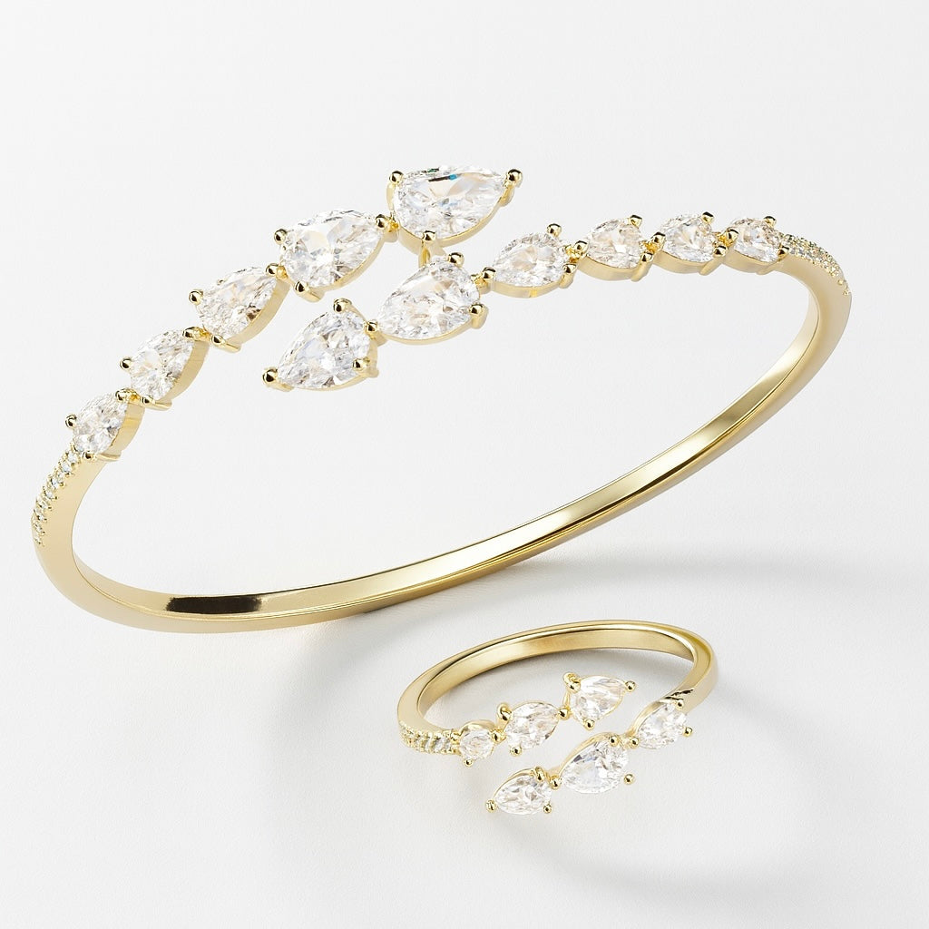 Pear - Cut Open Bangle Set